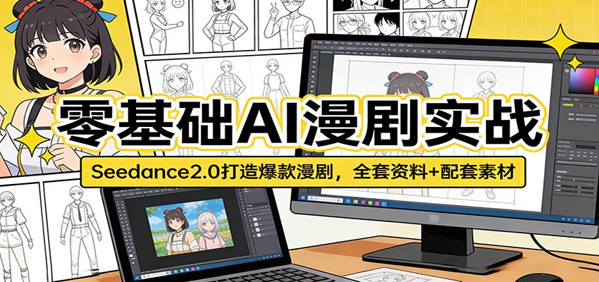 零基础AI漫剧实战：Seedance2.0打造爆款漫剧，全套资料+配套素材