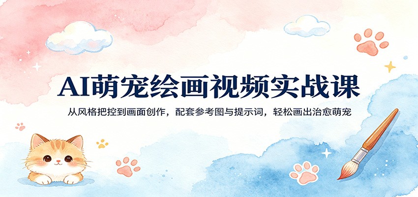 AI萌宠绘画视频实战课：从风格把控到画面创作，配套参考图与提示词，轻松画出治愈萌宠