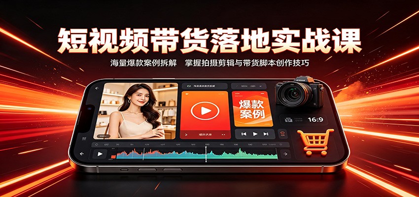 短视频带货落地实战课：海量爆款案例拆解，掌握拍摄剪辑与带货脚本创作技巧