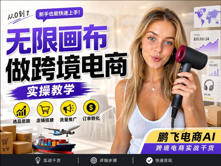 【跨境电商必备】AI无线画布制作商品宣传视频，四步搞定，无线画布工作流，操作简单好上手