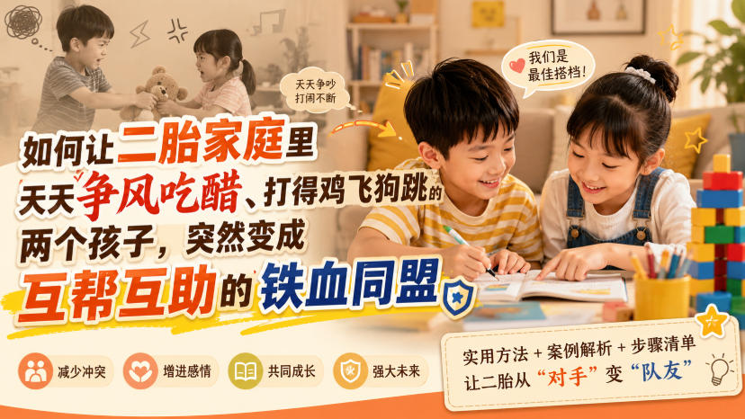 付费文章:如何让二胎家庭里天天争风吃醋、打得鸡飞狗跳的两个孩子,突然变成互帮互助的铁血同盟?