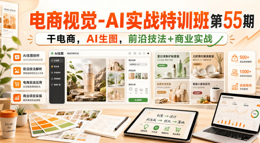 电商视觉-AI实战特训班第55期,干电商,AI生图,前沿技法+商业实战