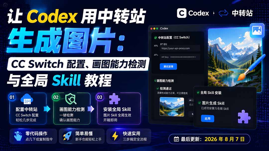 （19777期）让 Codex 用中转站生成图片：CC Switch 配置、画图能力检测与全局 Skill 教程