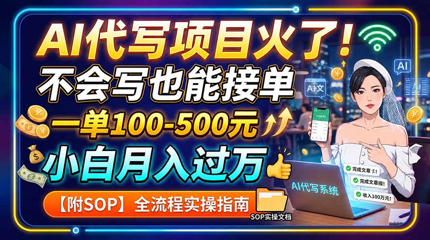 (19967期)AI代写项目火了!不会写也能接单,一单100-500元,小白月入过万【附SOP】