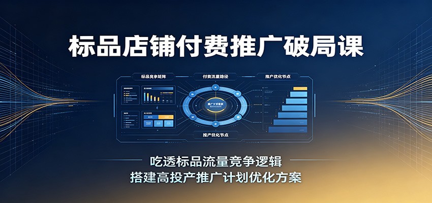 标品店铺付费推广破局课:吃透标品流量竞争逻辑,搭建高投产推广计划优化方案