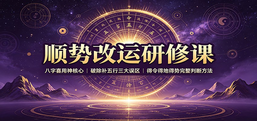 顺势改运研修课:八字喜用神核心,破除补五行三大误区,得令得地得势完整判断方法