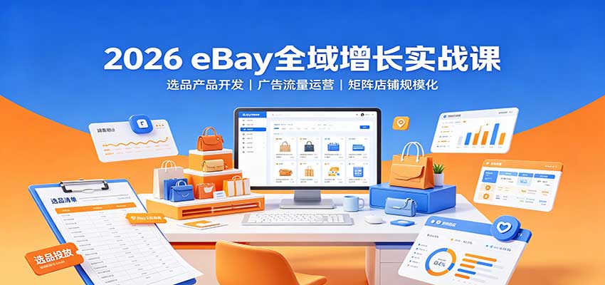 2026 eBay全域增长实战课:选品产品开发,广告流量运营,矩阵店铺规模化