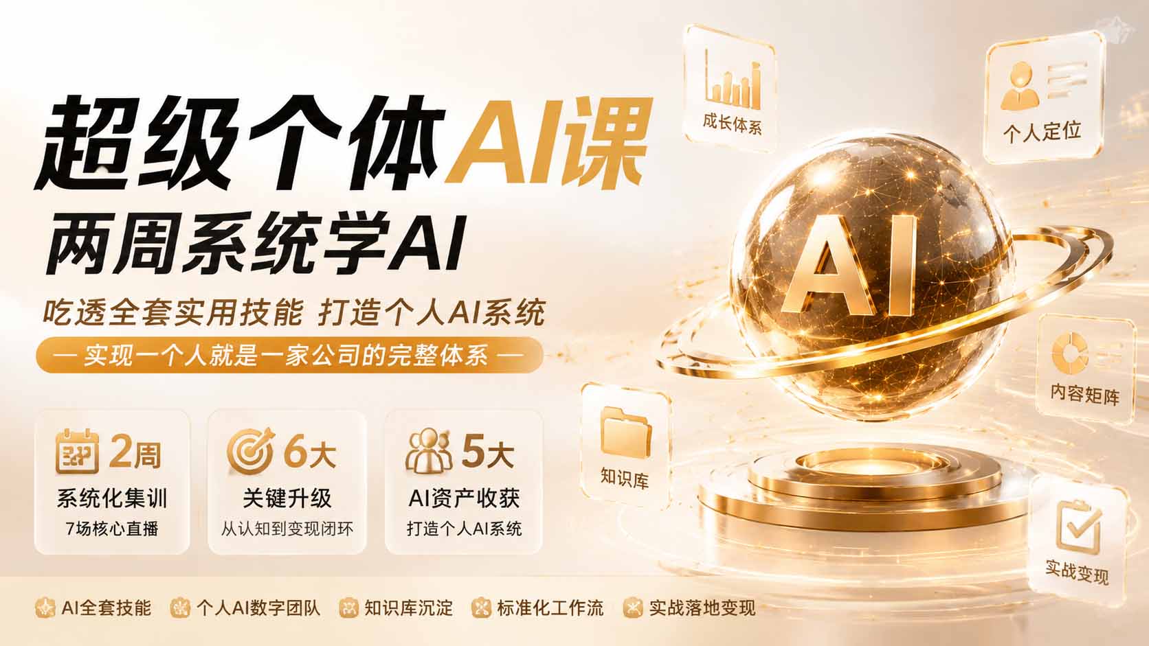 (20034期)超级个体AI课 两周系统学AI;吃透全套实用技能打造个人AI系统,实现一个人就是一家公司的完整体系(更新0823)
