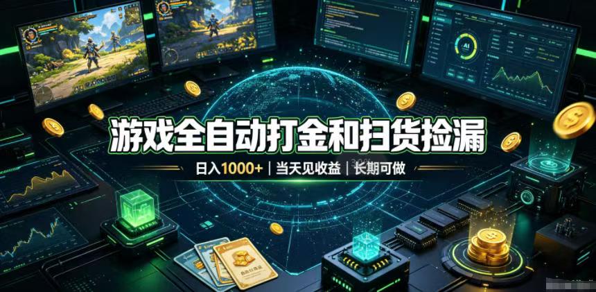 (19647期)游戏全自动打金和扫货捡漏,日入1000+,当天见收益,长期可做!