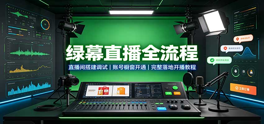 绿幕直播全流程:直播间搭建调试,账号橱窗开通,完整落地开播教程