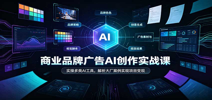 商业品牌广告AI创作实战课:实操多类AI工具,解析大厂案例实现项目变现