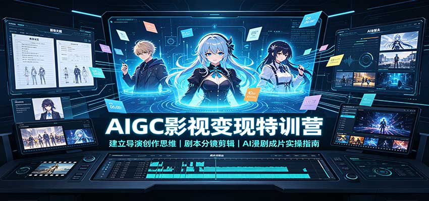 AIGC影视变现特训营:建立导演创作思维,剧本分镜剪辑,AI漫剧成片实操指南