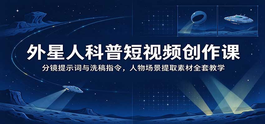 外星人科普短视频创作课：分镜提示词与洗稿指令，人物场景提取素材全套教学
