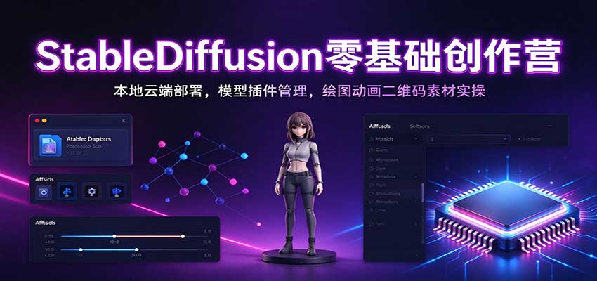 StableDiffusion零基础创作营:本地云端部署,模型插件管理,绘图动画二维码素材实操