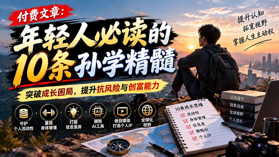 （21112期）付费文章：年轻人必读的10条孙学精髓，突破成长困局，提升抗风险与创富能力