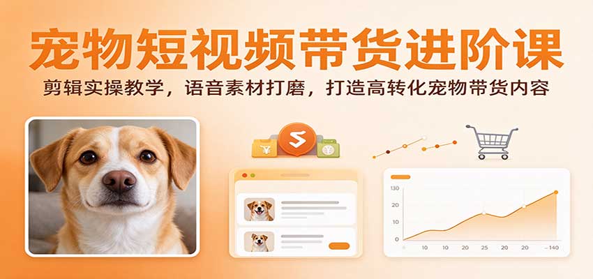 宠物短视频带货进阶课：剪辑实操教学，语音素材打磨，打造高转化宠物带货内容