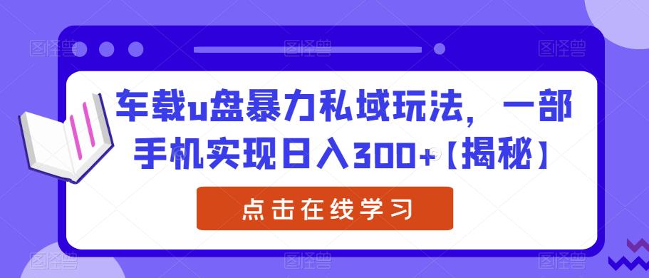 车载u盘暴力私域玩法，一部手机实现日入300+【揭秘】